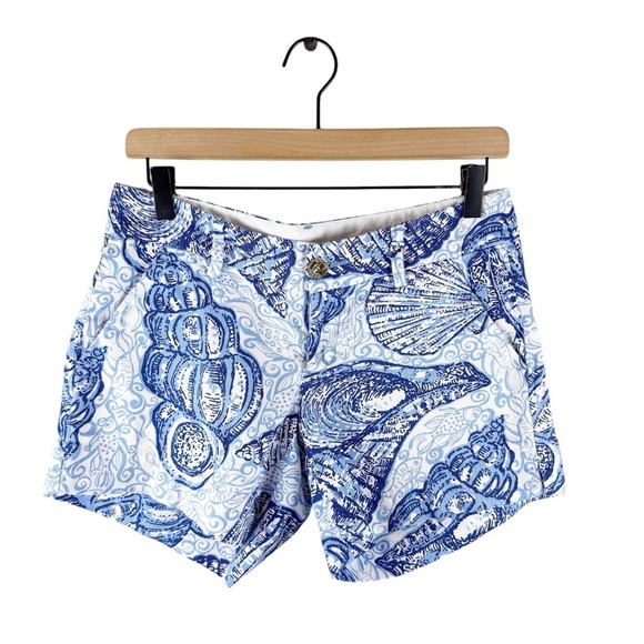 Lilly Pulitzer Callahan Blue Shell Print Shorts Size 2 - Picture 2 of 6